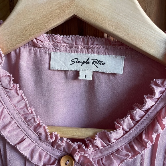 Samara Cotton Lace Collar Pink Shirt - Picture 2 of 2